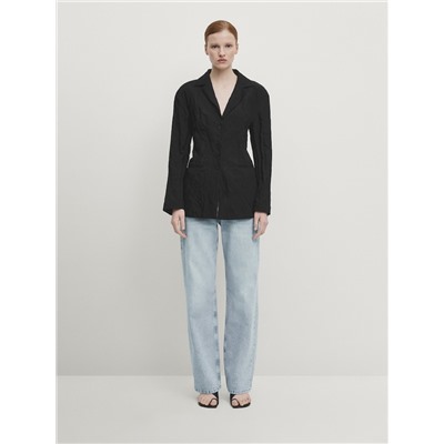 Jeans tiro medio wide leg full length
