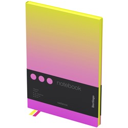 Записная книжка А5 80л., кожзам, Berlingo "Radiance", черный срез, желтый/розовый градиент