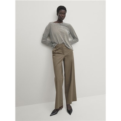 Pantalón popelín tiro bajo