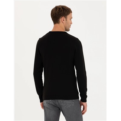 Black Slim Fit Bike Yaka Knitwear свитер