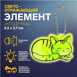Светоотражающий элемент «Кошечка», двусторонний, 5,5 × 3,7 см, цвет МИКС