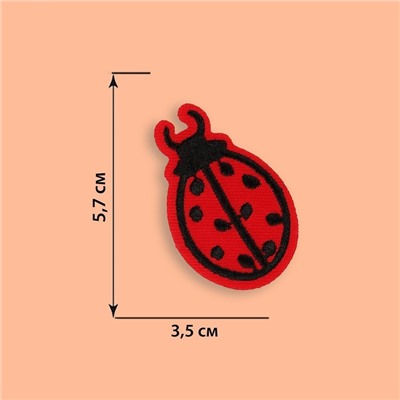 Термоаппликация «Божья коровка», 5.7×3.5 см, фасовка 10 шт., красная
