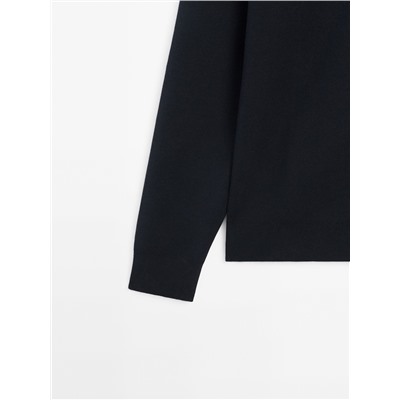 Cárdigan punto milano cuello mock cremallera