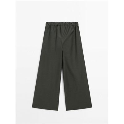 Pantalón wide leg cintura elástica