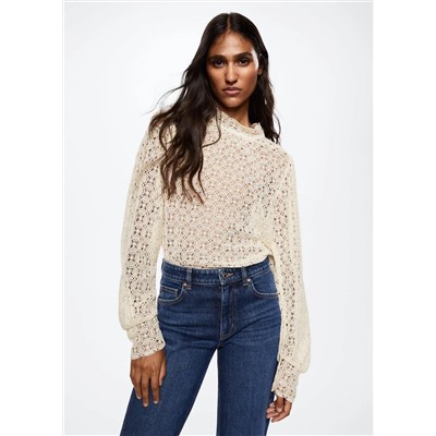 Blusa algodón guipur -  Mujer | MANGO OUTLET España