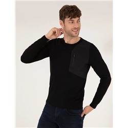 Black Slim Fit Bike Yaka Knitwear свитер