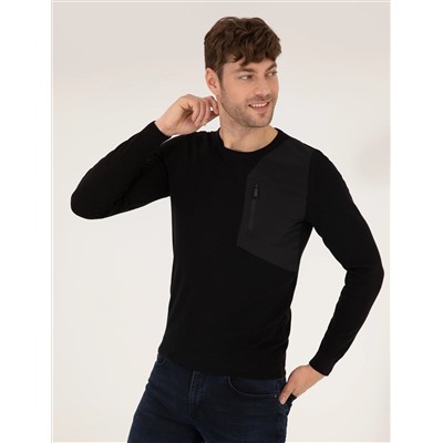 Black Slim Fit Bike Yaka Knitwear свитер