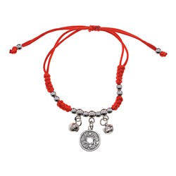 BS594-02 Браслет из красной нити Монета, 3мм