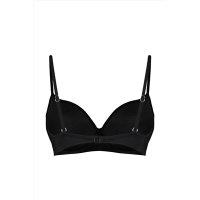 Черный бикини-топ со сборками-балконетами и пуш-ап TBESS24BU00148