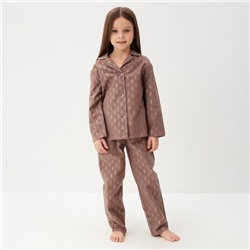 Пижама детская из фланели (рубашка, брюки) KAFTAN "Ананасы", рост 110-116, кофейный