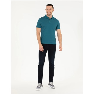 Зеленая слабая полоса Polo Yaka Mercerized T -For