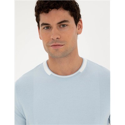 Blue Slim Fit Bike Yaka Triko T -For