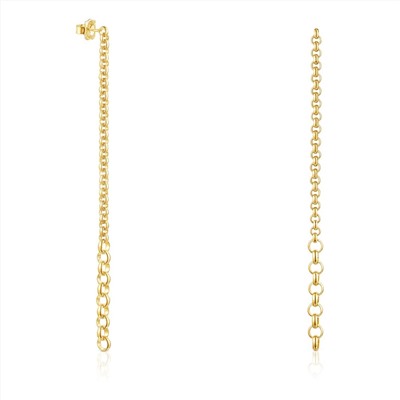 Pendientes largos Calin - plata bañada en oro 18 kt