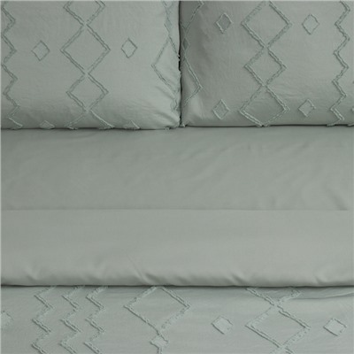 Постельное бельё LoveLife Tufting 1,5сп "Орнамент" 143*215см,150*230см,50*70см-2шт, цвет зеленый, 110 г/м2