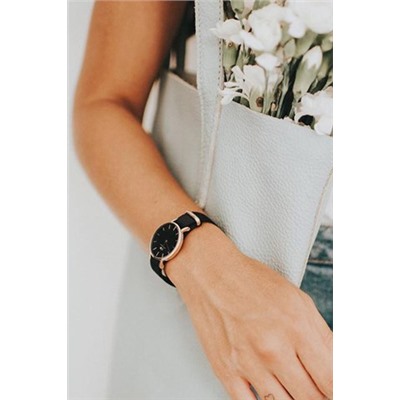 Reloj de cuarzo de poliéster Petite Cornwal - Negro y rosa dorado