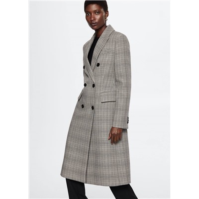 Abrigo cuadros doble botonadura -  Mujer | MANGO OUTLET España