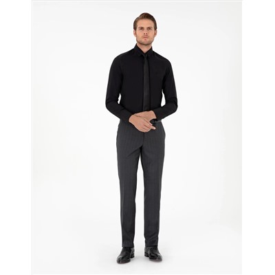 Black Slim Fit рубашка с длинным рукавом