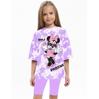 Костюм для девочки KETMIN МАЛИНА MINNIE POSITIVE цв.Тай дай Сирень/сиреневый (Футболка/Велосипедки)