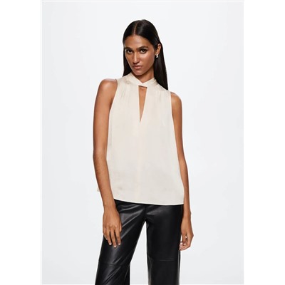 Blusa satinada lazo -  Mujer | MANGO OUTLET España