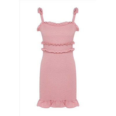 Мини-платье с рюшами Dusty Rose TWOSS23EL00914