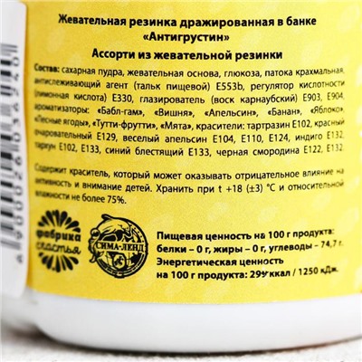 Жевательная резинка дражированная в банке "Антигрустин"