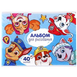 Альбом для рисования А4, 40 листов 100 г/м², на скрепке, «Щенячий патруль»