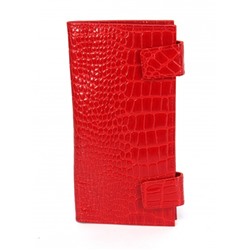 Портмоне женское Croco-ПР-960 натуральная кожа 4 отд,  8 карм,  красный крокодил (203)  263598