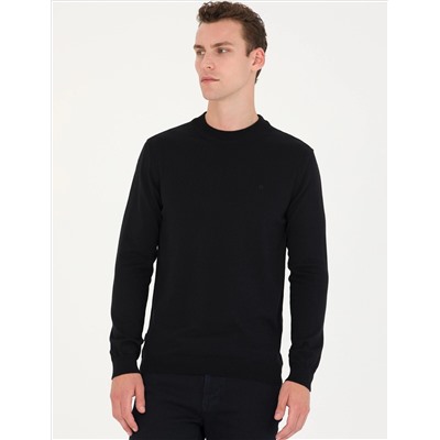 Black Slim Fit Half Fisherman воротник базовый вязаный свитер