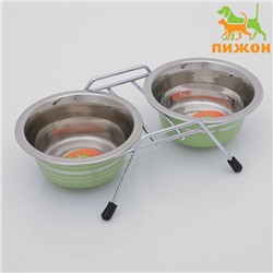Набор из 2 цветных мисок на подставке, 2 х 225 мл