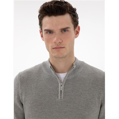 Серый меландж Slim Fit Zippered