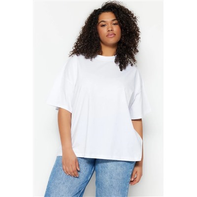 Белый воротник Ribanı Wide Basic Basic Basic Flothing Fit Fit Tbbss23bf00017