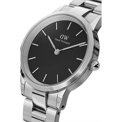 Reloj de cuarzo de acero Iconic Link - 32 mm - Plateado y negro