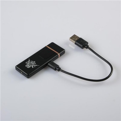 Зажигалка электронная KING, USB, спираль, 3×7.3 см, черная