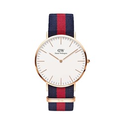 Reloj de cuarzo de poliéster Classic Oxford 40 mm - Azul y dorado