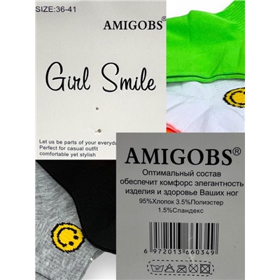 Носки женские короткие AMIGOBS хлопок 5 пар 36-41 Арт 2