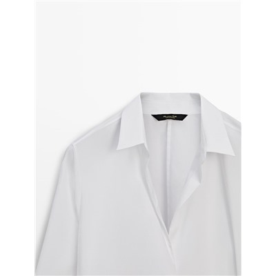 Camisa popelín detalle lazada cruzada
