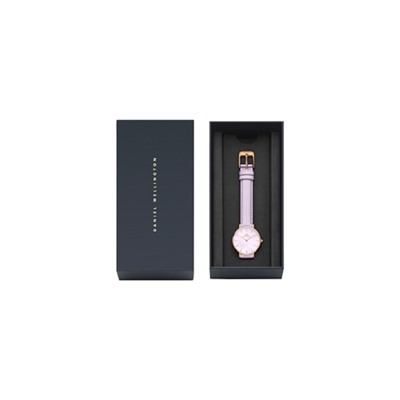 Reloj de cuarzo de piel, nácar y acero chapado en oro rosa