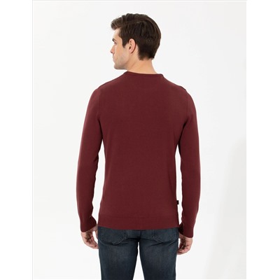 Bordeaux Slim Fit Bike Yaka Knitwear Свитер