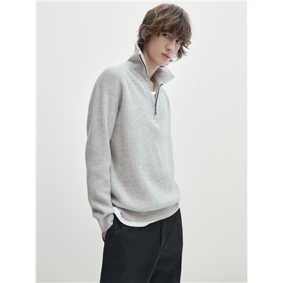 Jersey punto cuello mock cremallera