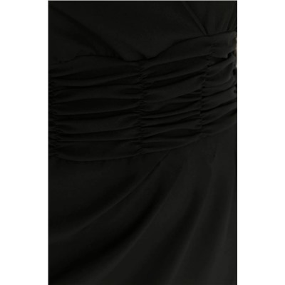 Черное тканое платье Shirred TBBSS22AH0247