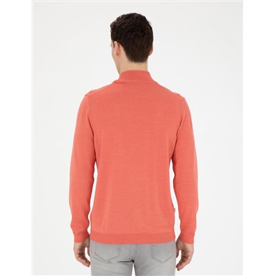 Лосось Slim Fit Half Fisherman Wool Sipe Смешанный базовый вязаный свитер