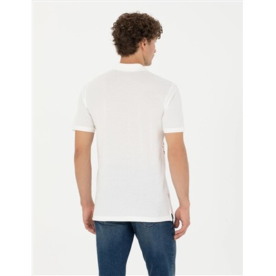 Ecru Slim Fit Polo Yaka T -For