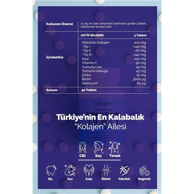 Collagen Complex Тип 1,2,3,5 и Тип 10 Биотин, Цинк, Селен, Витамин С и Асаи, 90шт,  Collagen Forte Platinum