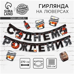 Гирлянда на люверсах с украшениями 5 шт. «С Днем рождения», черный, длина 270 см