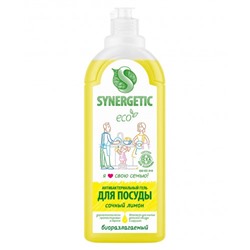 Средство для мытья посуды антибактериальное Synergetic (Синергетик) Сочный лимон, 1 л