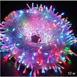 Гирлянда светодиодная Шнур 10 м, 100 LED 8 режимов разноцветный / GN32 /уп 100/коробка