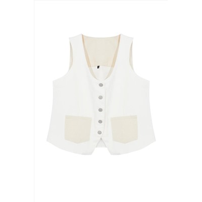 Ecru Pock большой размер denim vest tbbaw25bh00001