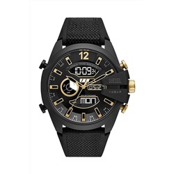 Reloj de cuarzo de nailon y silicona - Negro y dorado