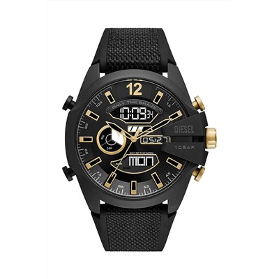 Reloj de cuarzo de nailon y silicona - Negro y dorado