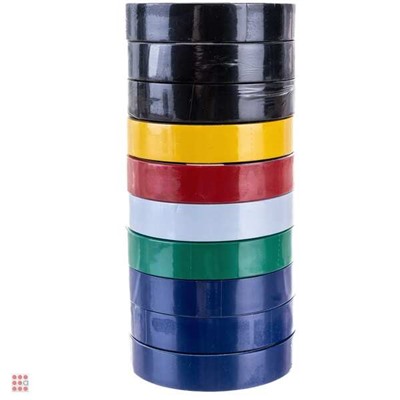 Изолента ш17мм, д10м, 10 шт. 6 цветов